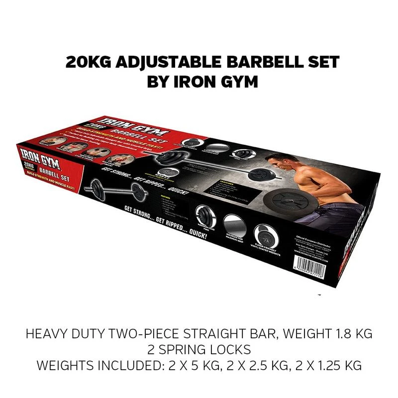 Iron Gym 20KG Adjustable Barbell Set Black Sportpursuit