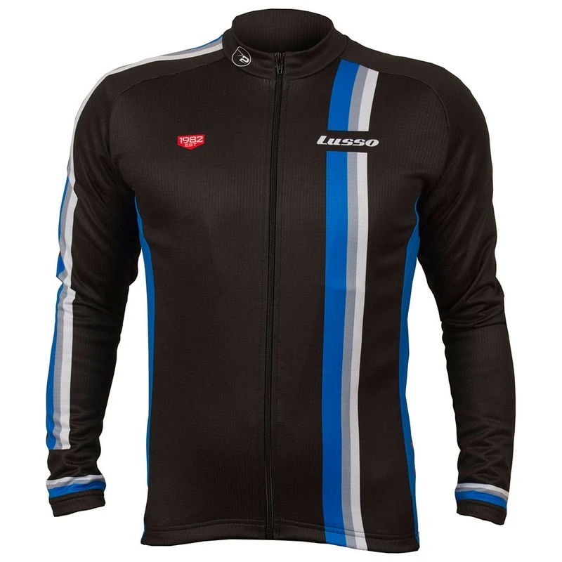 Lusso Mens Trofeo Long Sleeve Jersey Black Blue Sportpursuit