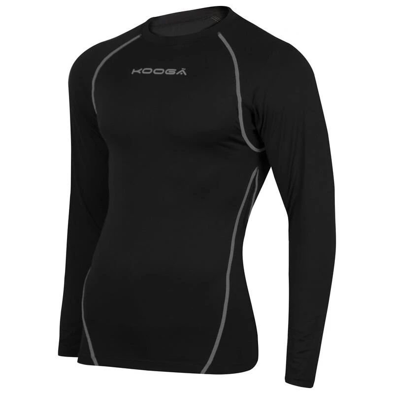Kooga Mens Power Compression Long Sleeve Top (Black/Dark Shadow) Spo