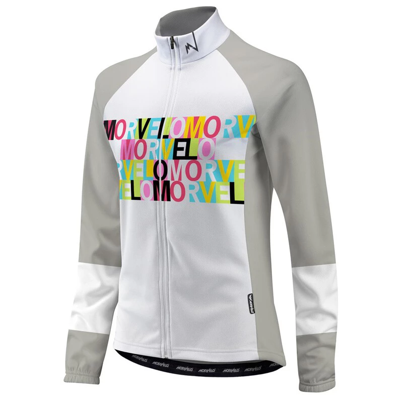 Morvelo Womens Path Long Sleeve Thermoactive Jersey White Grey Spo