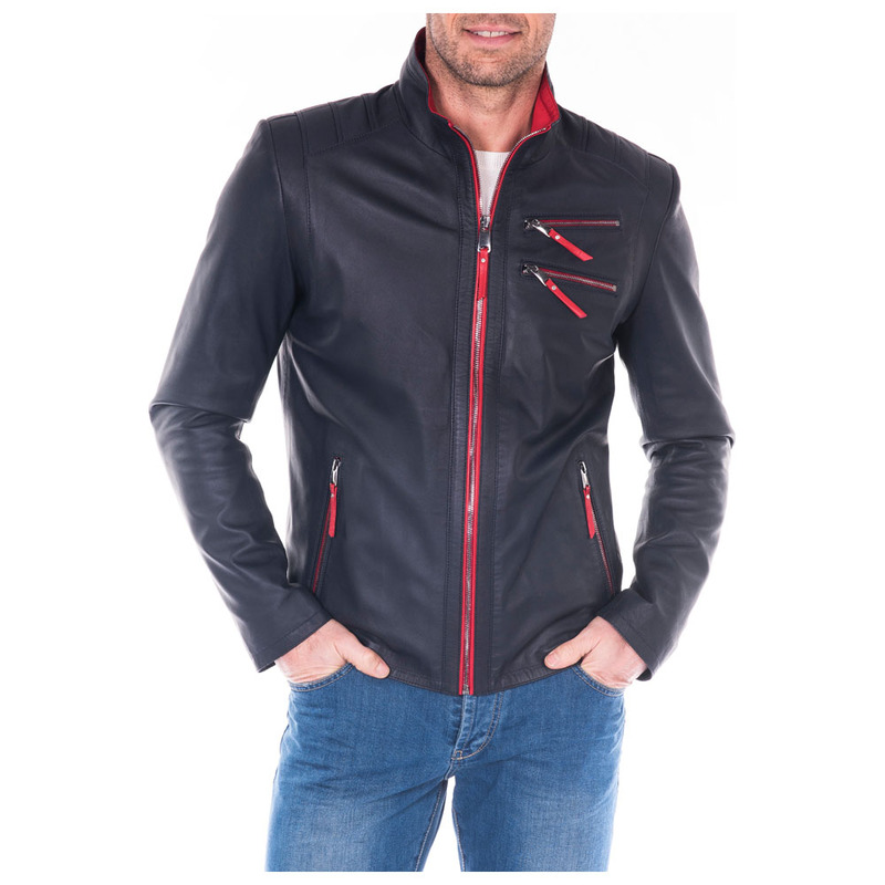 Sir Raymond Tailor Mens Whiff Leather Jacket (Navy / Blue) Sportpurs