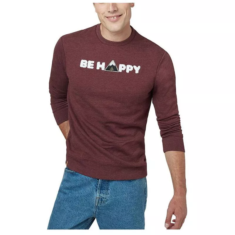 tentree Mens Happy Crew Pullover Red Mahogany Heather Sportpursuit