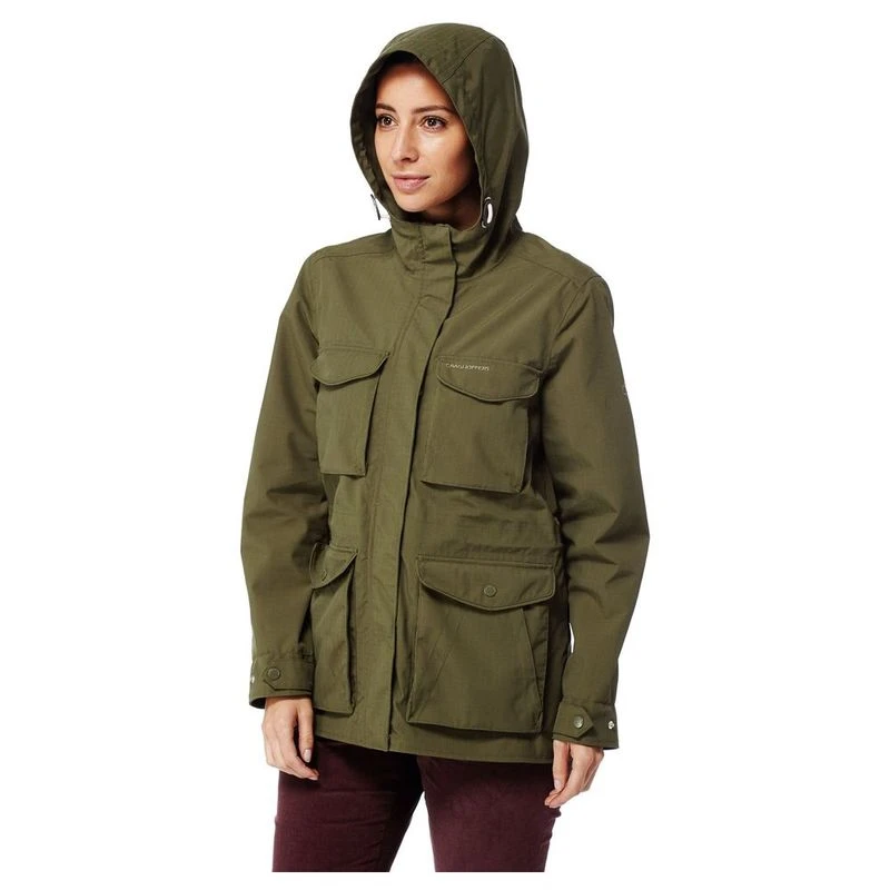 Craghoppers Womens NosiLife Forrester Waterproof Jacket Dark Moss